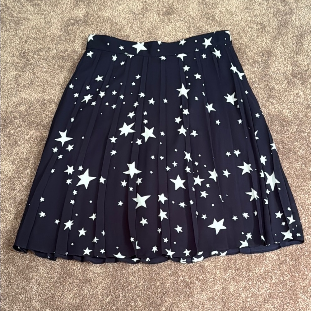 Star Navy Pleated Skirt